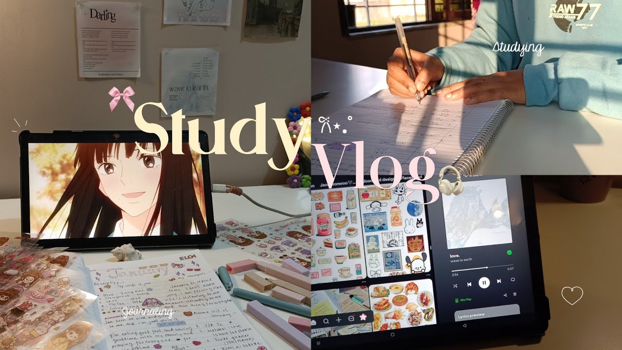 Productive Study Vlog —★| journaling 🎧, studying 📖, notes taking 🖋️ and ...