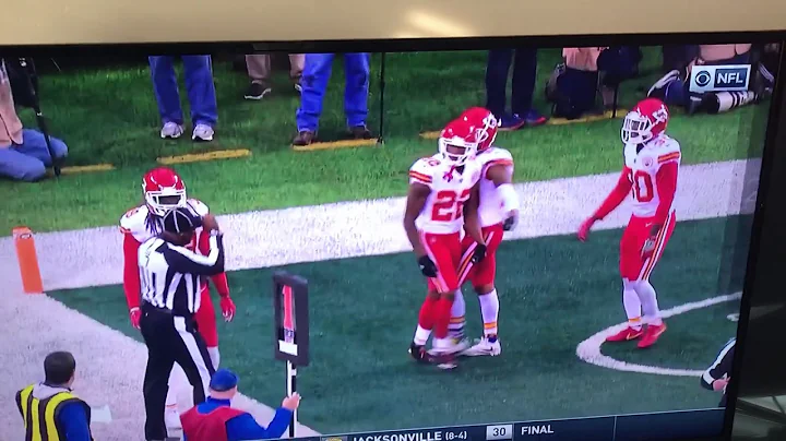 MARCUS PETERS CHIEFS JETS THROWS FLAG IN THE STANDS LEAVES FIELD