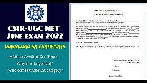 How to download RA Certificate | Result Awaited Form Fill-up | CSIR NET EXAM | Official CSIR Website