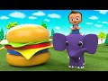 Baby on Elephant Ridding and Feed Burger | Kids Videos | Children Learning Videos | Cartoon Videos