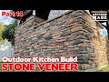 Installing Stone Veneer Over Cinderblock / Outdoor Kitchen Build / DIY Stone Veneer Install /Part 14