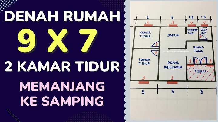 Desain Denah Rumah 9x7 Meter 2 Kamar Tidur Memanjang Ke Samping