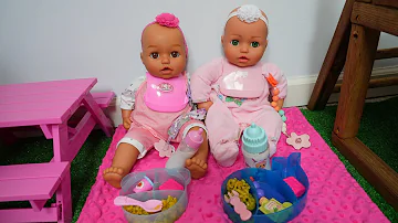 Baby Annabell baby doll twins Afternoon Routine and packing lunchbox