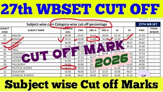 27th WB SET Exam Cut off Marks 2026 ||WBCSC Result published #27thWBSET