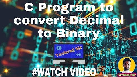 c program to convert decimal to binary || c program to convert decimal to binary using while loop