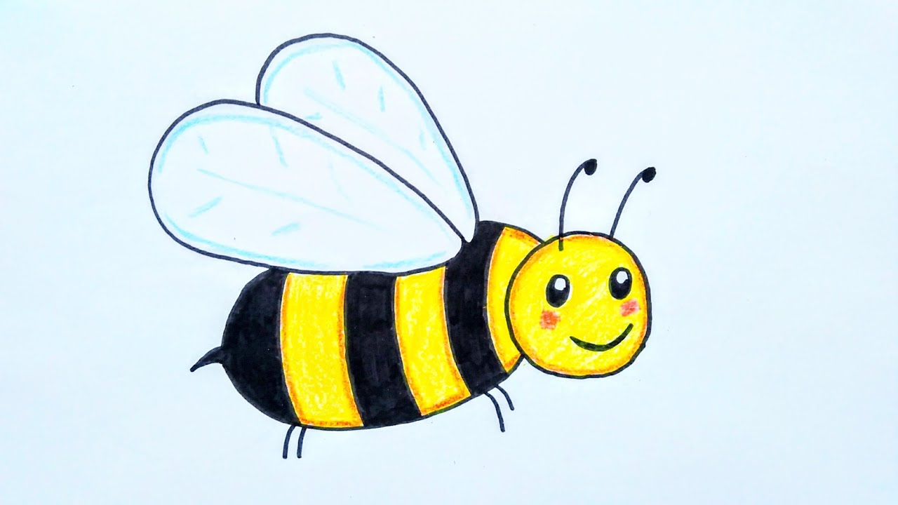 Como dibujar una abeja , paso a paso y muy fácil - dibujo - YouTube