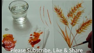 How to Draw / paint / Acrylics / Spike Wheat Acrylic painting درس رسم سنبلة القمح بالوان الاكريليك
