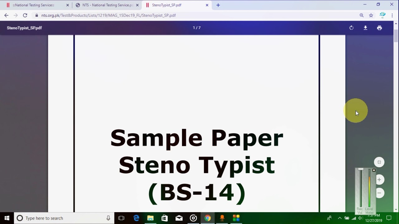 NTS (national testing service) steno typist written test part1steno