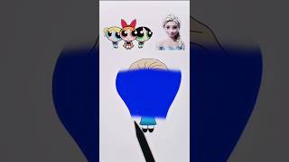 What If Elsa Became a Powerpuff Girl? ❄️💙 #Elsa #Frozen #PowerpuffGirls #FusionDrawing #shorts