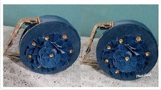 عمل شنطه يد للعيد لبنوتك من بنطلون جينز قديم/اعادة تدوير الكرتونRecycle old jeans/ cart/ DIY