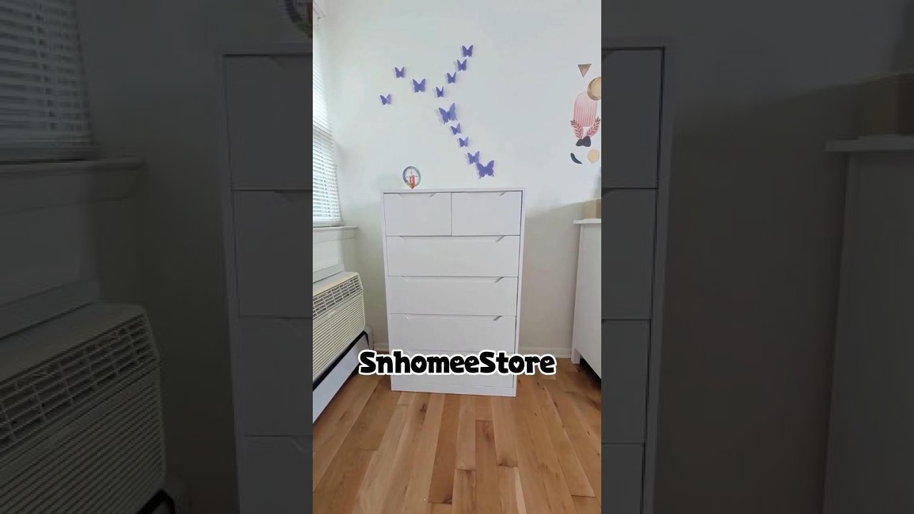 Snhomee 6-Drawer Tall Dresser, Modern Wood Storage Cabinet with Handleless Design, Quiet Glide Drawers & Anti-Tip Safety for Bedroom, Living Room, Entryway