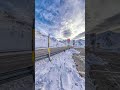 ❄️Winter Alpine Parking Lot HDRI Panorama 8K with Wooden Chalet and Snowy Mountains