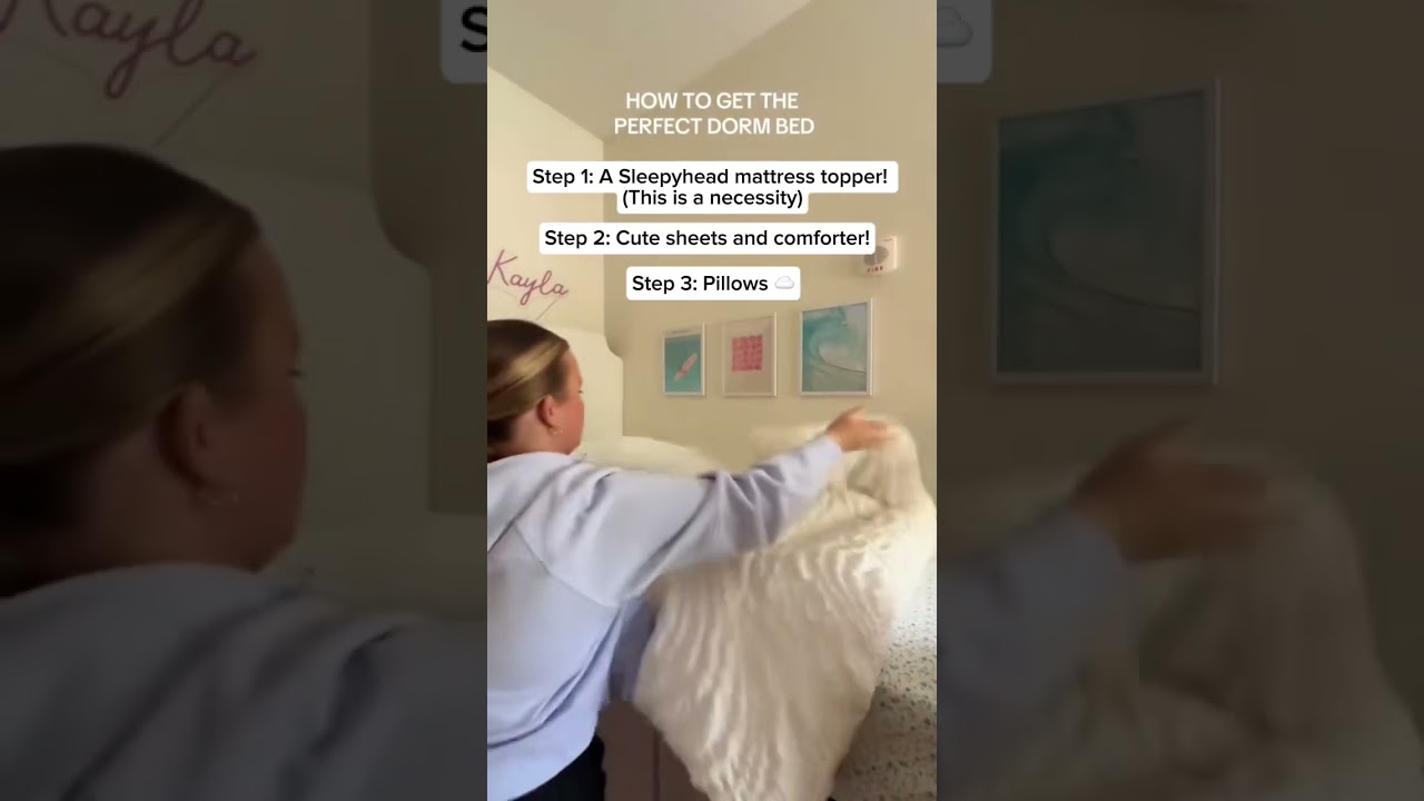 How to get the perfect dorm bed.. get a Sleepyhead mattress topper 🤍💤 🍌🌸🏄‍♀️ 
