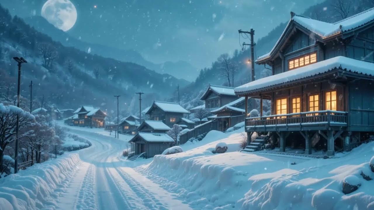Cozy Japanese Snow Village 🎧 Calm Lofi Beats for Focus