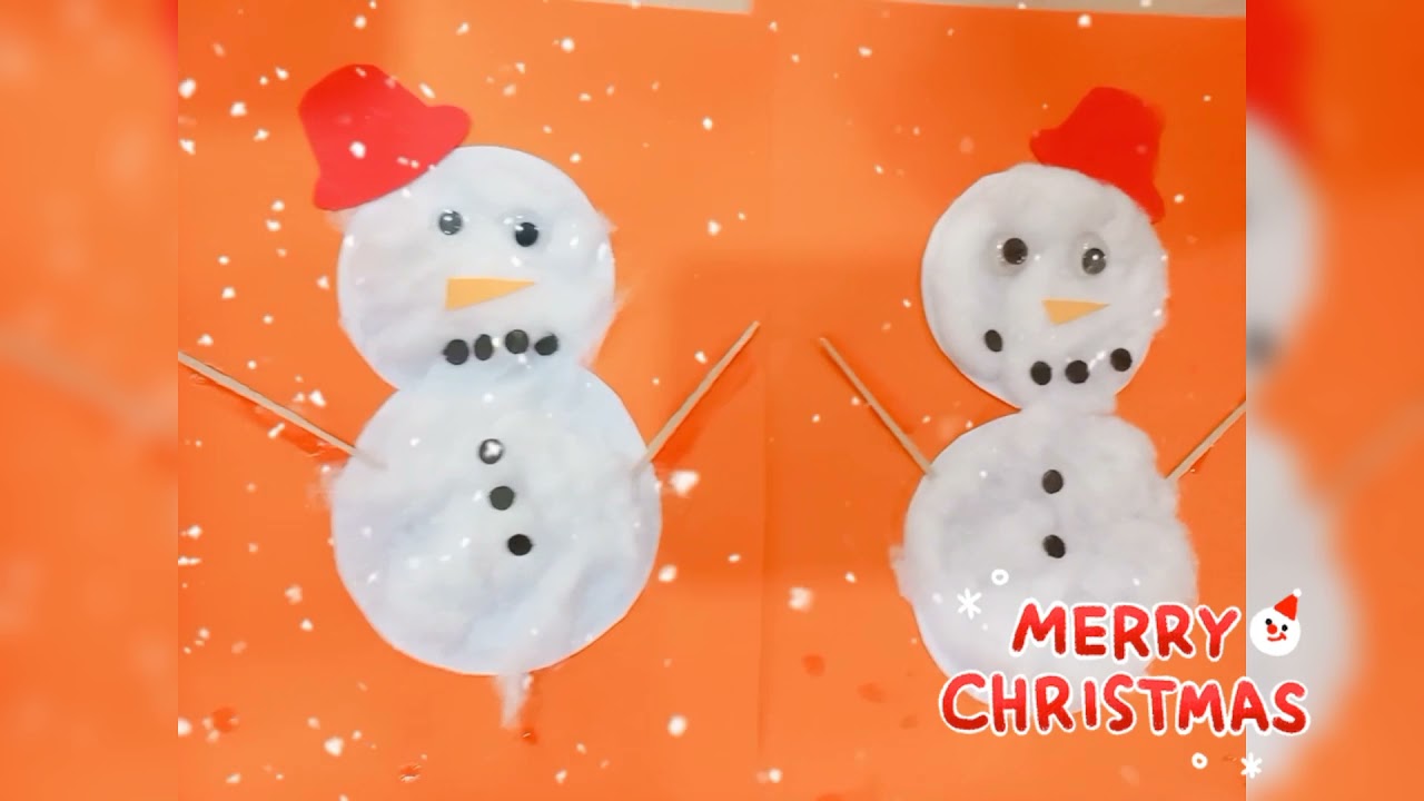 DIYHow to make cotton balls snow man arts&craftChristmas Activity