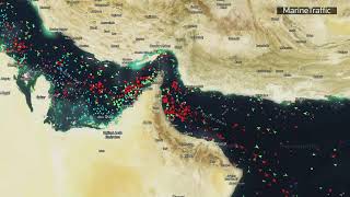 Live ship tracking map showing the Strait of Hormuz