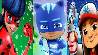 Subway Surfers Christmas 2022 VS PJ Masks Power Heroes VS Miraculous Ladybug & Cat Noir Gameplay screenshot 5