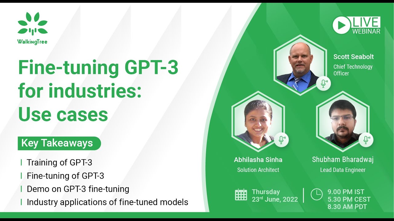 Fine tuning GPT 3 for industries Use cases - Webinar | WalkingTree