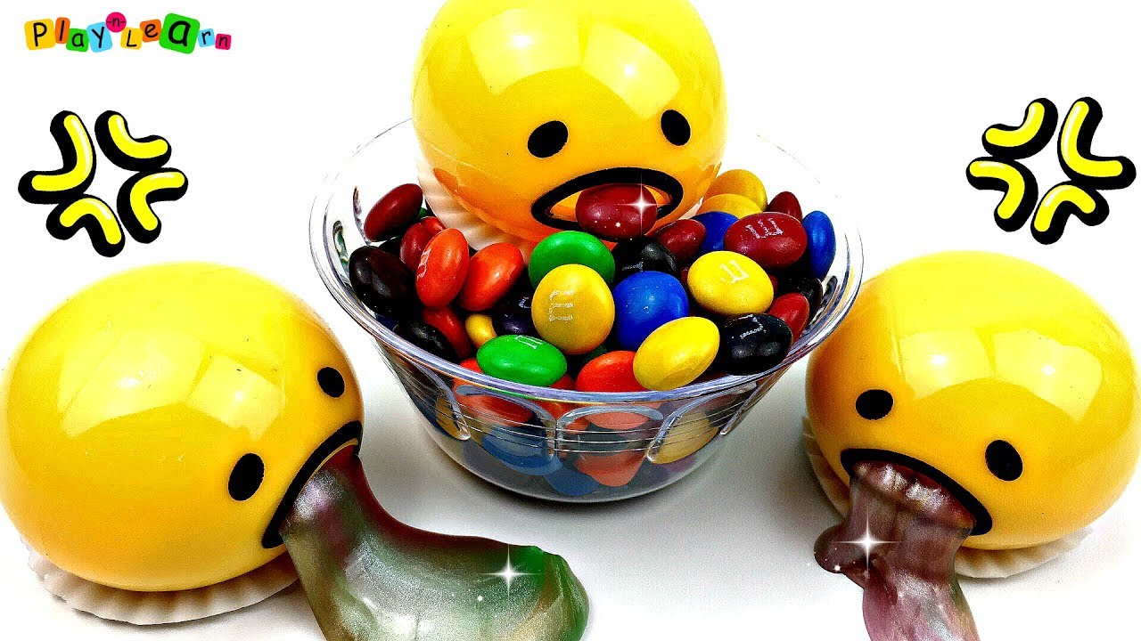 Mr Squishy Egg Yolks Eating Candy Vomiting slime? YouTube