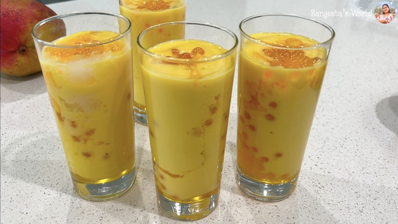મેંગો પોપિંગ બોબા ડ્રિંક રેસીપી