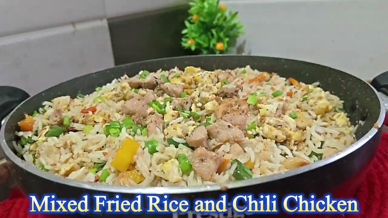 Mixed Fried Rice and Chili Chicken