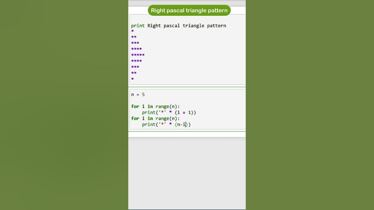 Right pascal triangle pattern * Pattern Program in Python * #shorts # ...