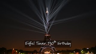 [4K]Eiffel Tower in laser and strobe light show for 130th birthday
