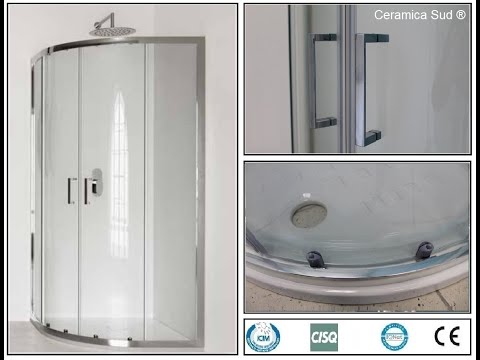 Semicircular shower enclosure in transparent crystal, waterproof permanent magnets