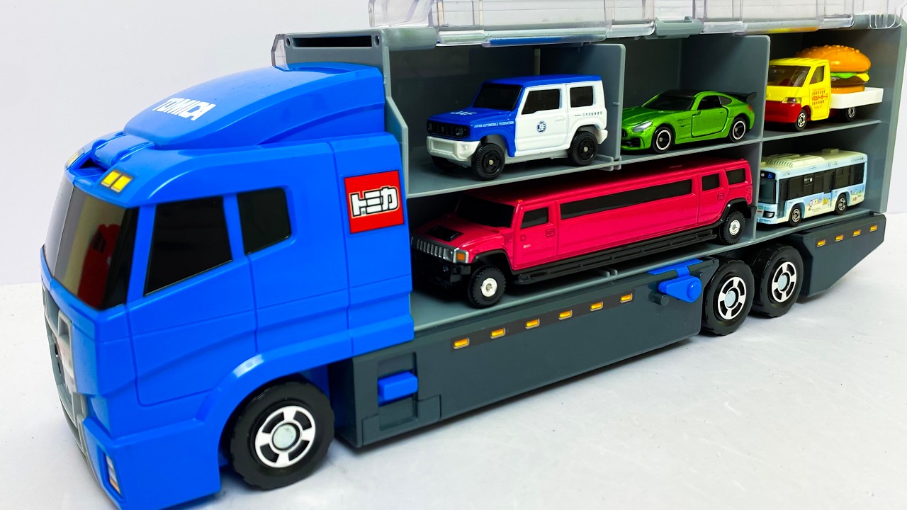 トミカ☆はたらくくるまのトミカのミニカーを開封してコンボイへ収納します！Unboxing Tomica working car minicars in the convoy!