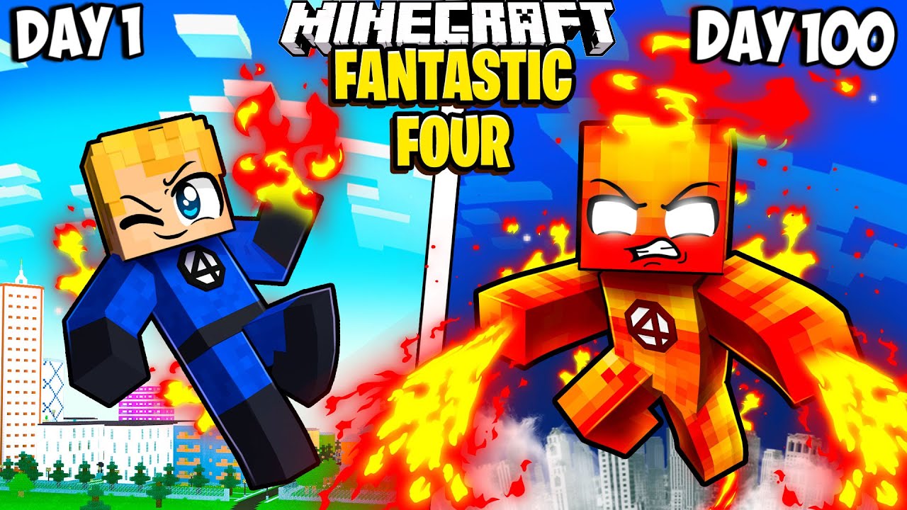 I Survived 100 Days as the FANTASTIC 4 in Minecraft