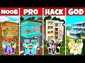 Minecraft: FAMILY MODERN MOUNTAIN HOUSE BUILD CHALLENGE - NOOB vs PRO vs HACKER vs GOD in Minecraft