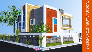SKETCHUP IT | House Exterior Design Sketchup pro 2021| Sketchup tutorial | V-Ray 5 render
