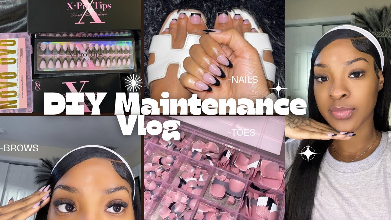 DIY Maintenance Vlog🎀| Brows + Nails + Toes | Long Lasting Press-ons Method 