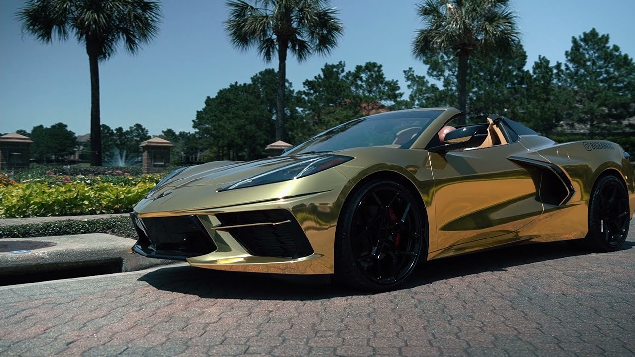 D3 MOTORSPORTS GOLD CHROME WRAPPED C8 CORVETTE