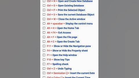 Ms Access Important Shortcut Keys