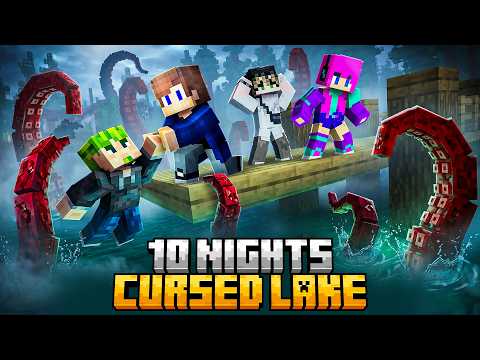WE SURVIVED 10 NIGHTS ON A CURSED LAKE IN MINECRAFT! thumbnail