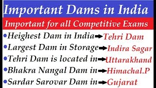 Dams in India|Updated Video|Important Questions on Dams in India|Static GK|HVS STUDIES|