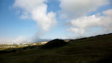 Hobbyking 1.2m P51D Mustang - maiden flight, hand launch, Perranporth Dunes, Cornwall