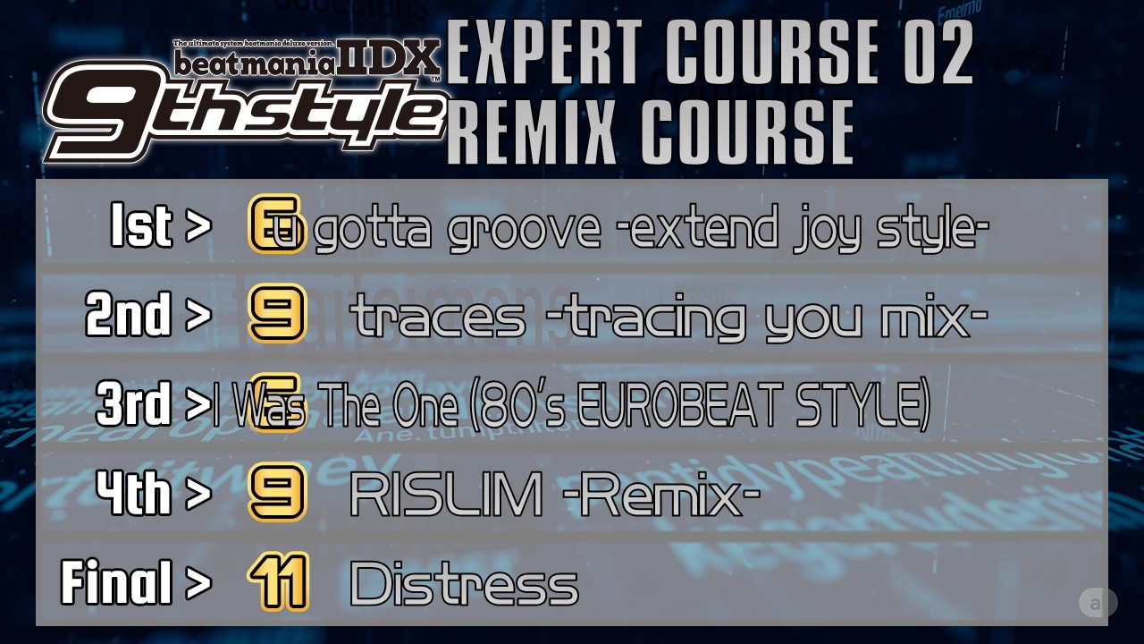 beatmaniaIIDX - 9thstyle EXPERT COURSE 02 : REMIX DP - YouTube
