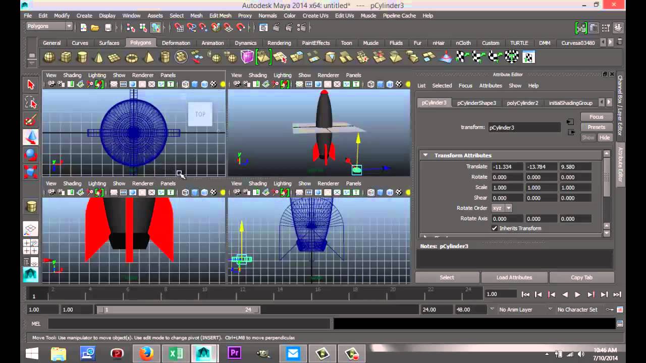Maya 2014 tutorial : How to model a cartoon rocket - YouTube