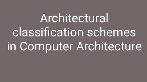 lecture- 32 Architectural classification schemes |computer architecture organization