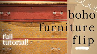 Boho Style Furniture Flip | Trash To Treasure | Antique Furniture Resale for Profit | Antique Booth