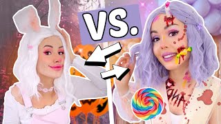 Scary vs. Cute ⚡️ BFF BATTLE Halloween Make Up + Kostüm | ViktoriaSarina