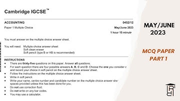 O levels/ IGCSE Accounting. May June 2023 Paper 1 Variant 2 - Part 1