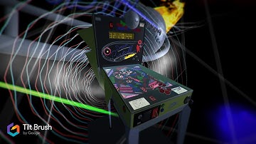 Tiltbrush by Google Retro Pinball Table made with Oculus Quest in Tilt Brush VR