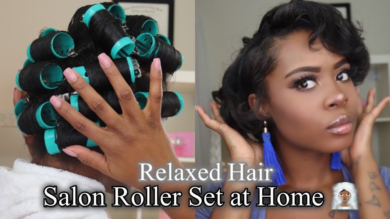 Salon Roller Set at Home: Relaxed Hair Maintenance Routine (2020) / Neck  Length Styling - YouTube