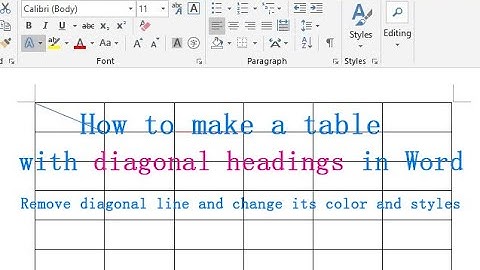 How to make a table with diagonal headings in Word (remove diagonal line and change color and style)