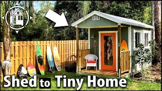 The inside is so cute!!! Shed Conversion Tiny Home TOUR + COSTS