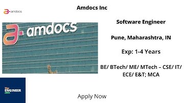 Amdocs | Software Engineer | BE/ BTech/ ME/ MTech – CSE/ IT/ ECE/ E&T; MCA | Pune, Maharashtra