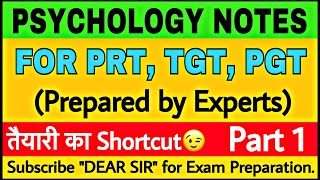 (Part 1) DSSSB Psychology Child Development in Hindi Pedagogy for dsssb prt tgt pgt reet